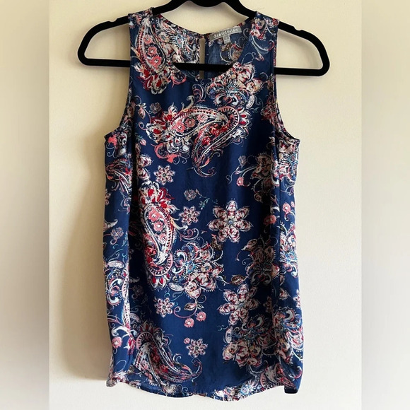 Daniel Rainn for Anthropologie Albado Blue Crew Neck Sleeveless Top Size Smalll - Picture 6 of 10